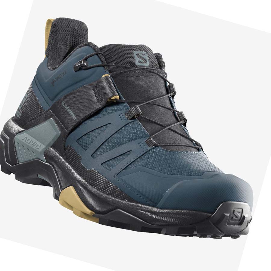 Salomon X ULTRA 4 GORE-TEX Túracipő Férfi Kék | HU 2037NWY